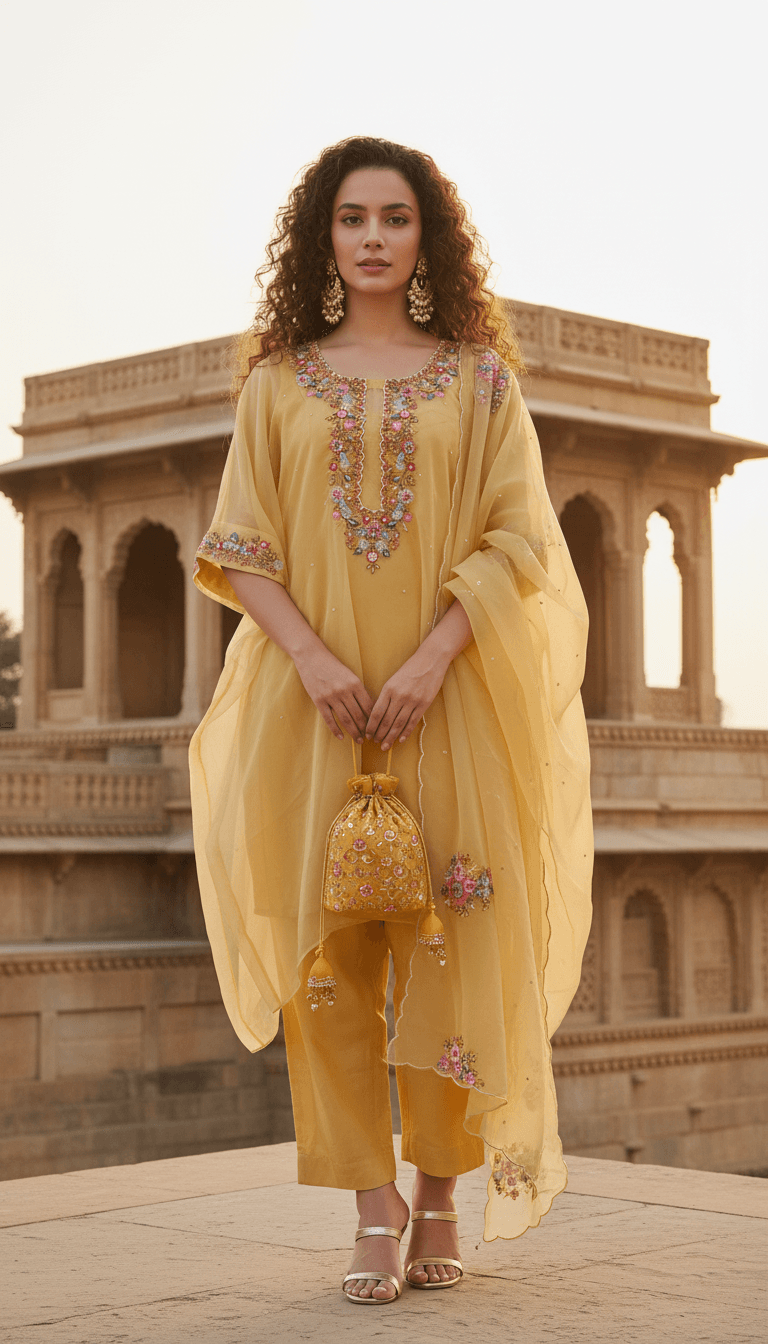 The "Golden Hour" Organza Dupatta in Floral